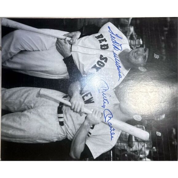 Mickey Mantle & Ted Williams Signed Baseball Photo Yankees Red Sox - Picture 2 of 2